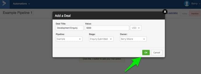 Automatically add a new deal