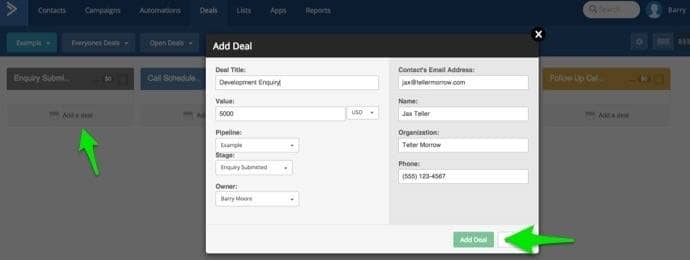 Add a deal manually.